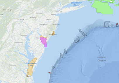 Thumbnail of a map showing habitat areas of particular concern in the Mid-Atlantic