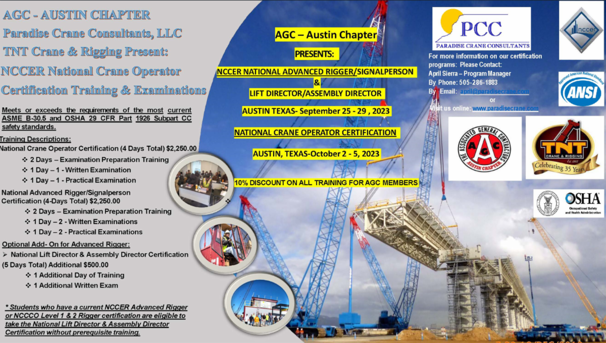 Crane Rigger/Operator/Classes at the Austin AGC