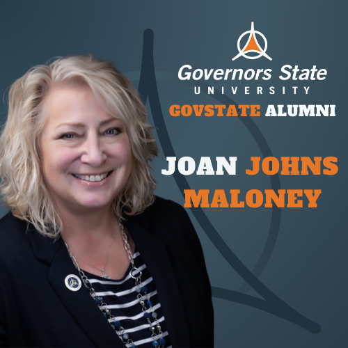graphics of joan johns maloney with blue gray and white coloring 