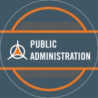 a graphic of the governors state public administration logo with blue gray and orange coloring
