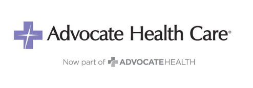 a graphic for the advocate health care logo that says advocate health health care and now part of advocate health with a purple cross