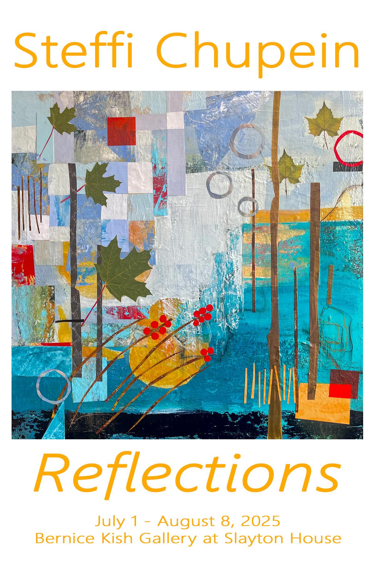 Promotional postcard for Reflections, an art exhibition at the Bernice Kish Gallery at Slayton House in Columbia, Md.