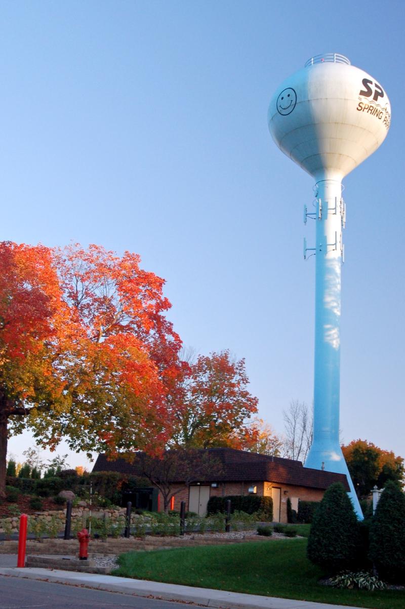 Spring Park water tower in the fall