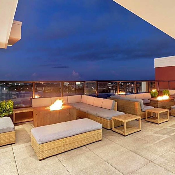 Rooftop deck with firepit