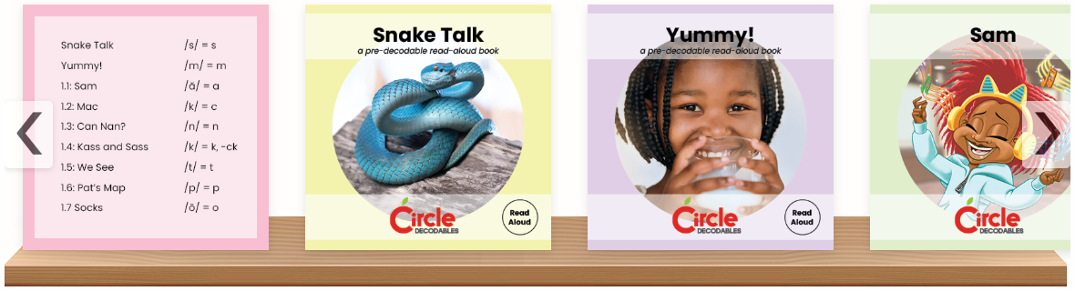 The first set of decodable books in the Circle Decodables Library