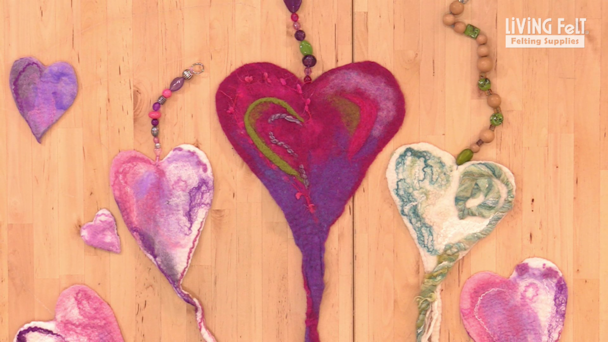 Wet Felting Tutorial Heart Danglers