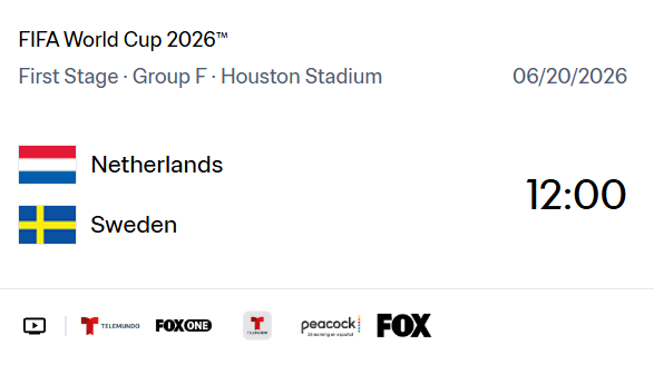 Netherlands vs Sweden match details