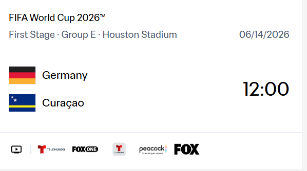 Germany vs Curaçao match details