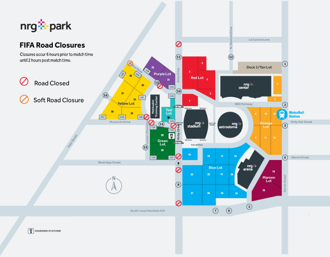 FIFA road closures map around Houston Stadium