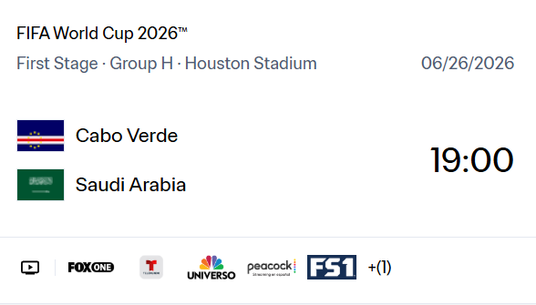 Cabo Verde vs Saudi Arabia match details
