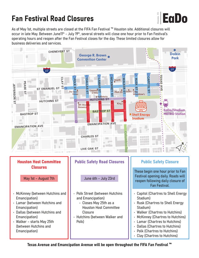 Fan Festival road closures map
