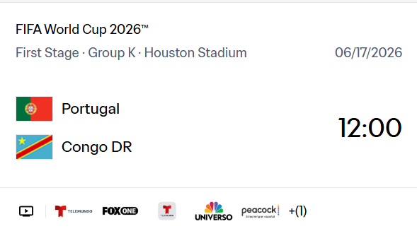 Portugal vs Congo DR match details