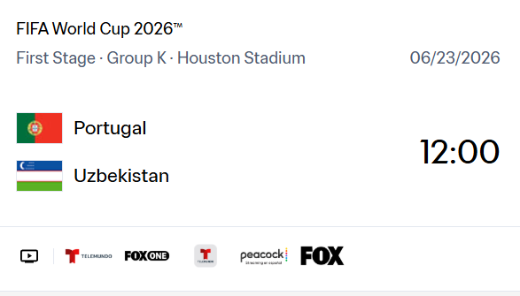 Portugal vs Uzbekistan match details