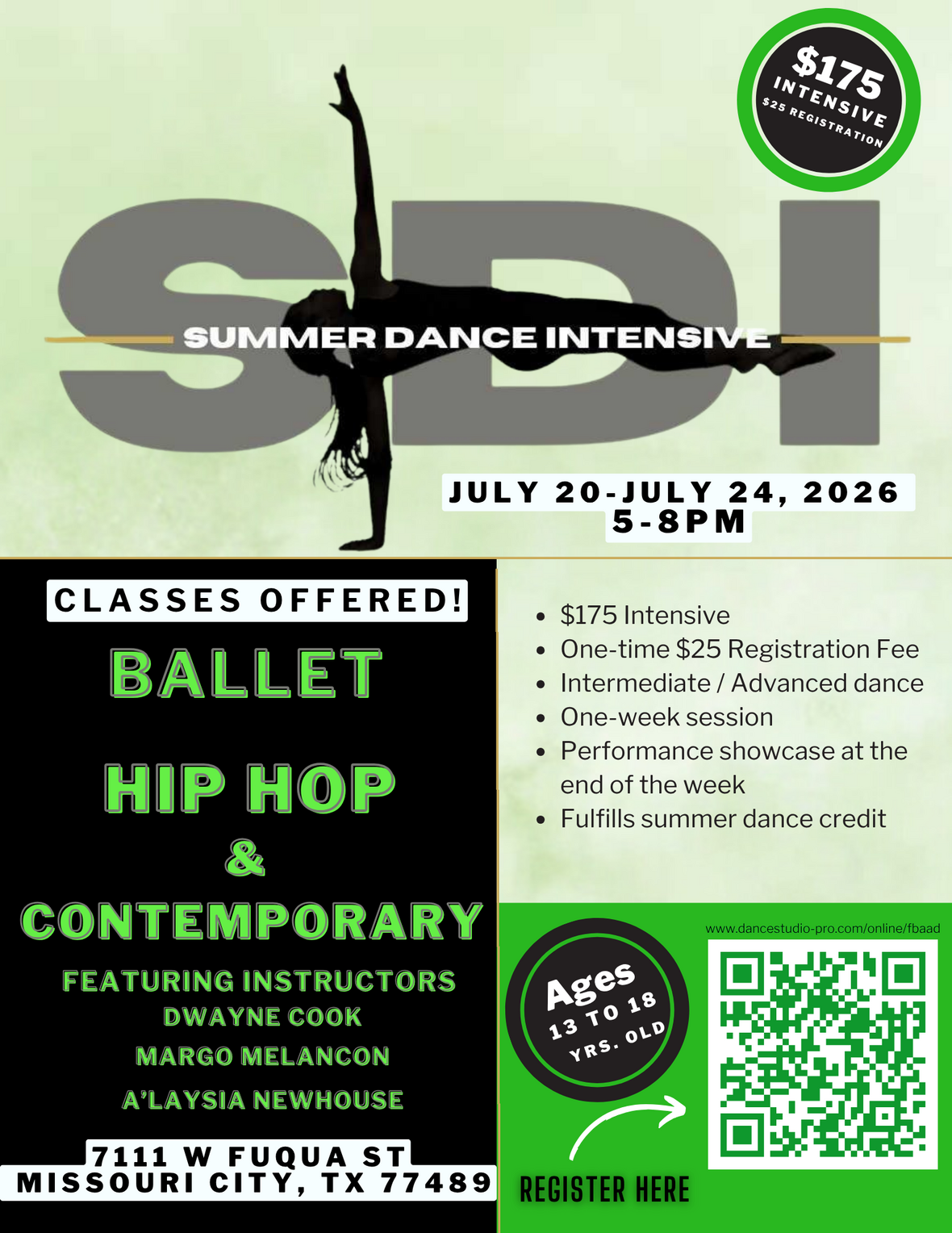 Summer Dance Intensive flyer