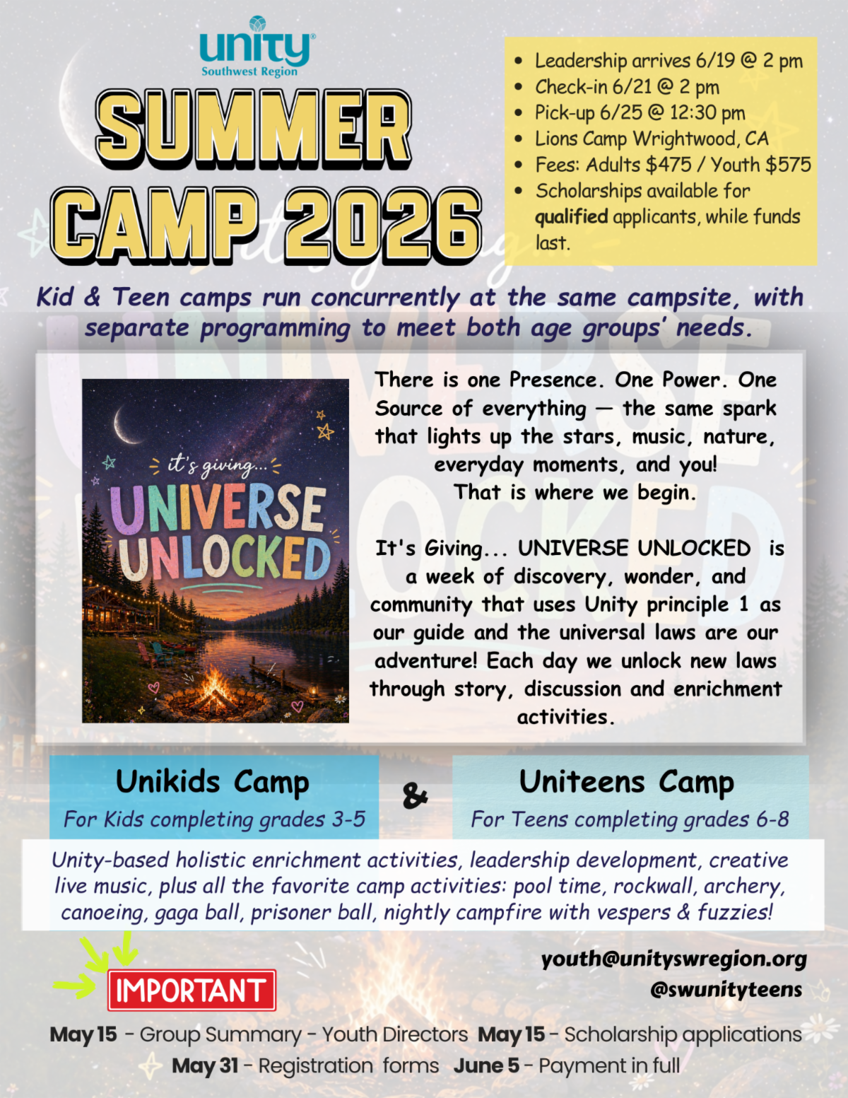 Unity Summer Camp Registration is OPEN!