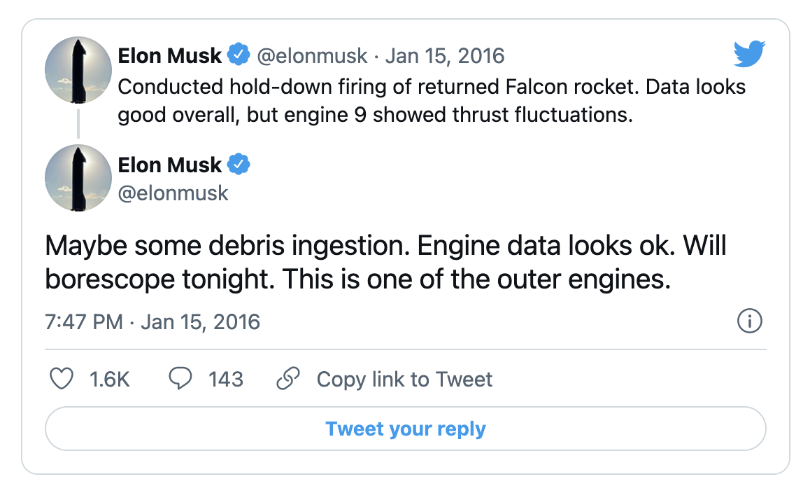 Elon Musk SpaceX Falcon Borescope