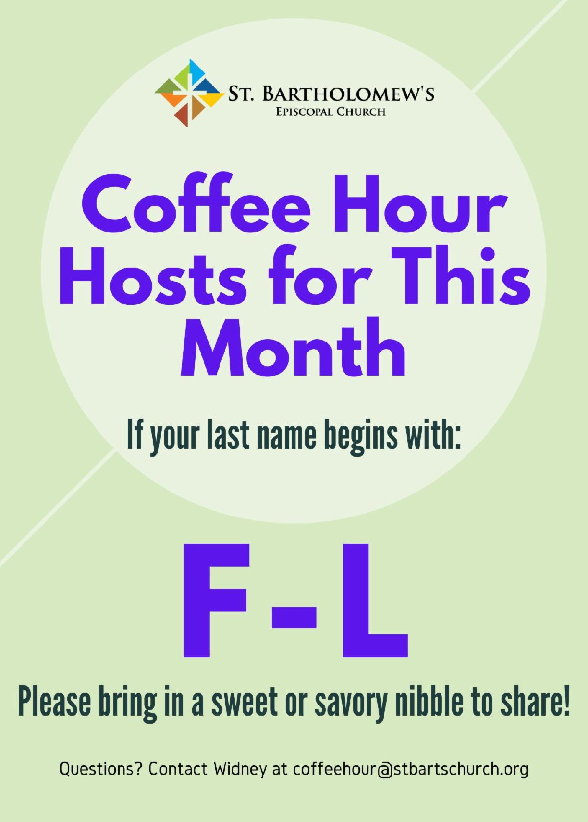 Coffee Hour Hosts: Last Names F-L