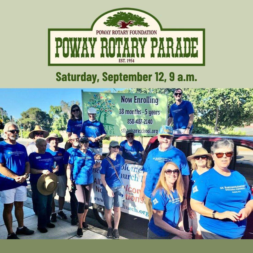 Poway Rotary ParadeâSeptember 12, 9 a.m.
