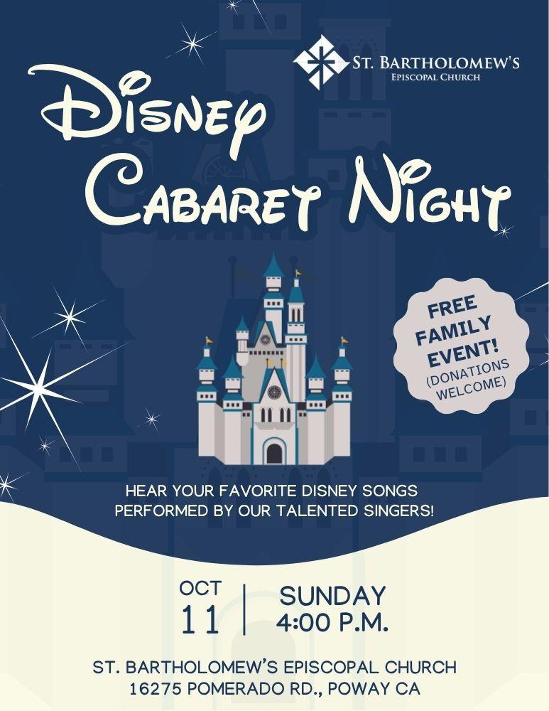 Disney Cabaret Night: October 11, 4 p.m.