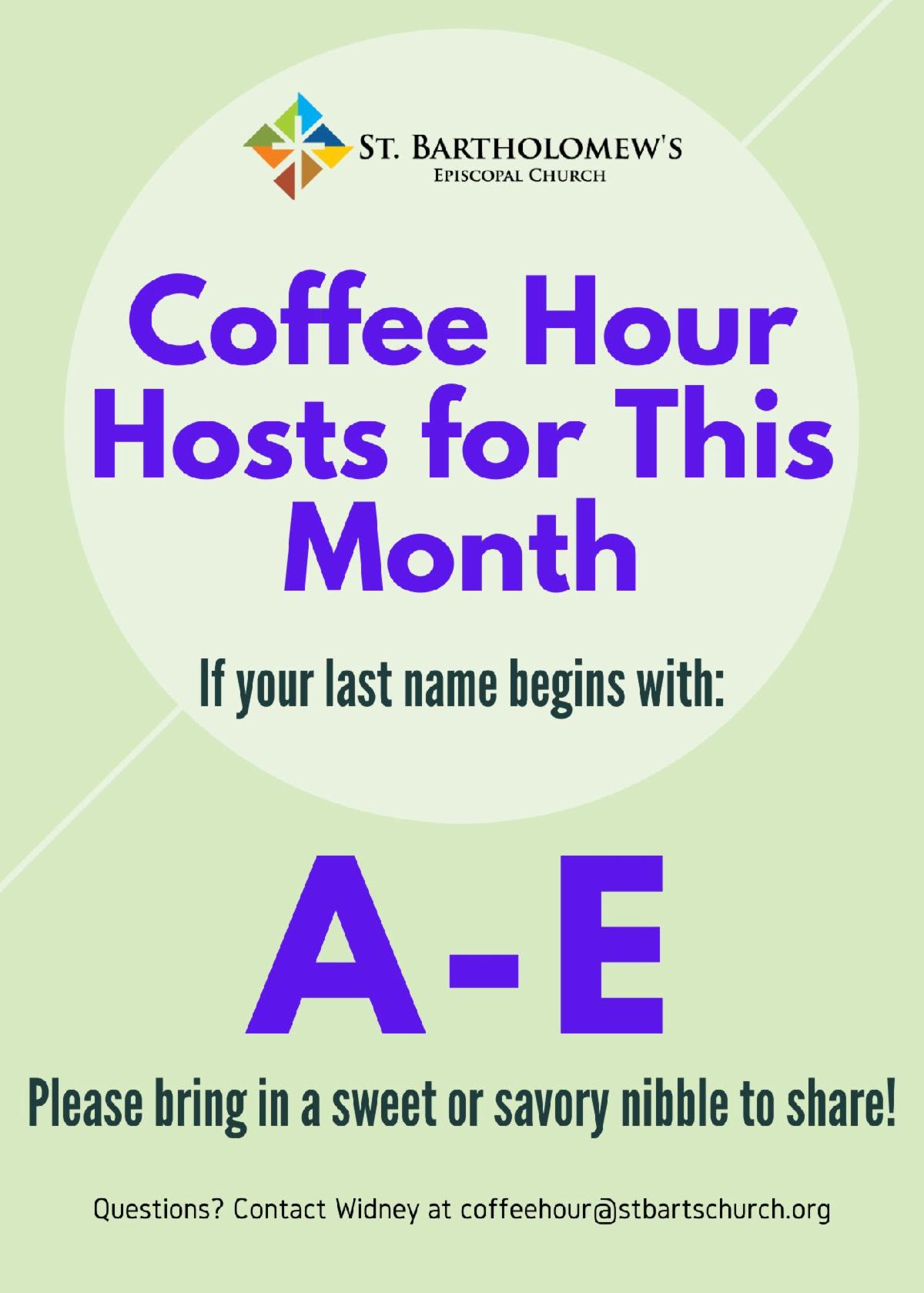 Coffee Hour HostsâLast Names A-E