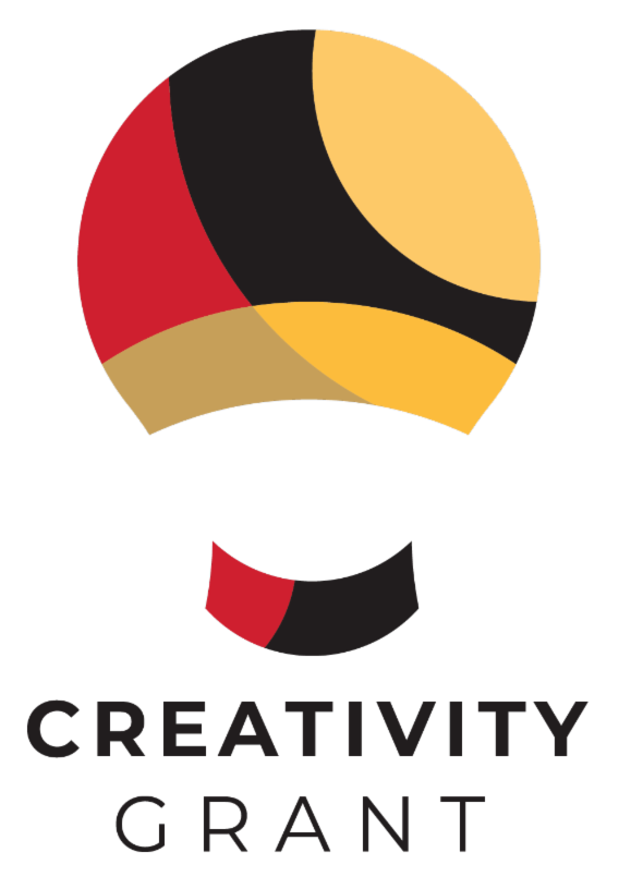 creativity grant logo - red yellow and black hot air balloon