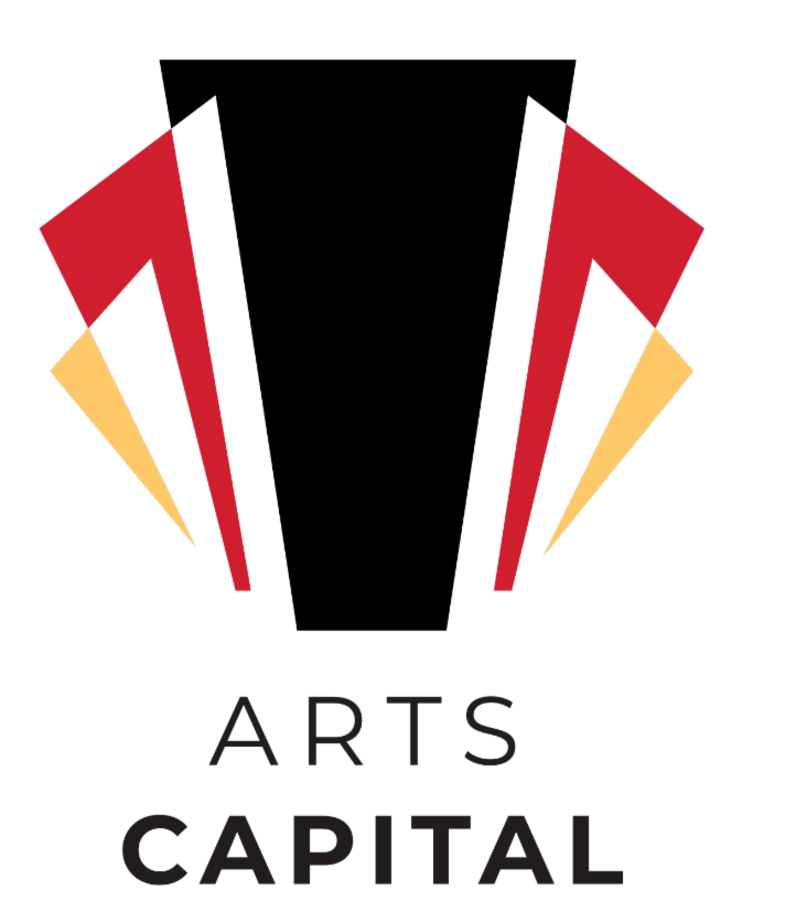 arts capital logo abstract red black and yellow buildings 