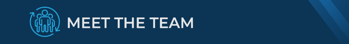 blue background meet section the team