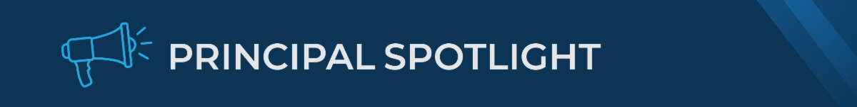 blue background Principal Spotlight section