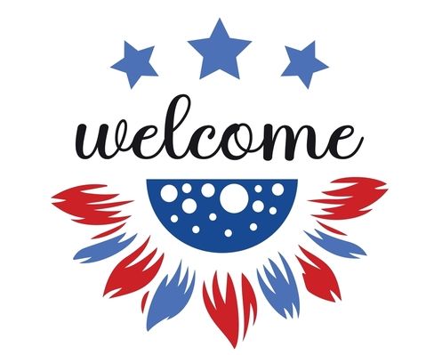 Patriotic Welcome Sign_Round Door Hanger_ 4th of July Patriotic Vector _ Independence Day badge