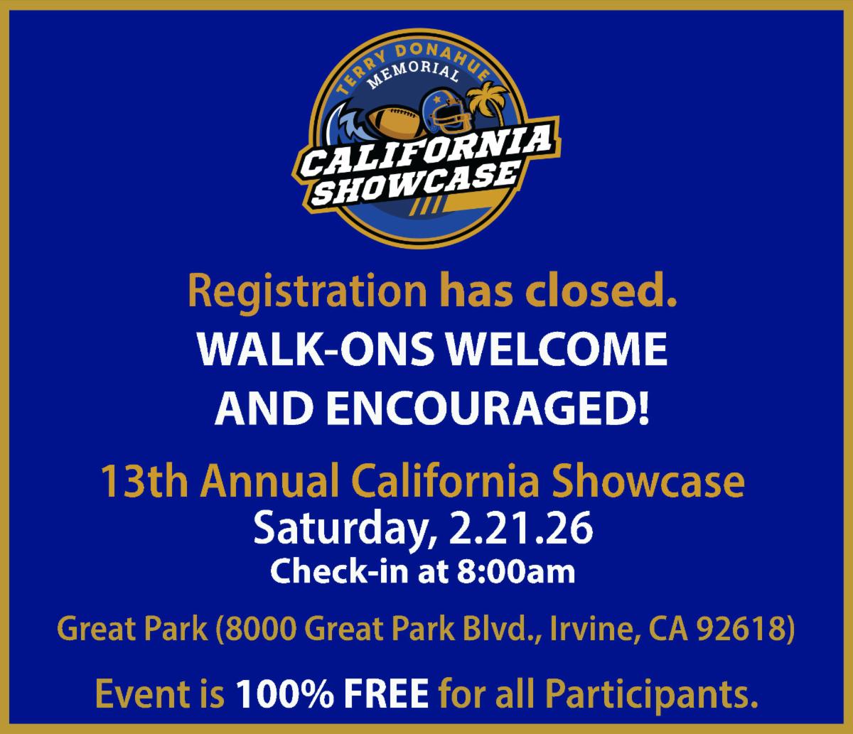 2026 CA SHOWCASE H.S. ATHLETE REGISTRATION