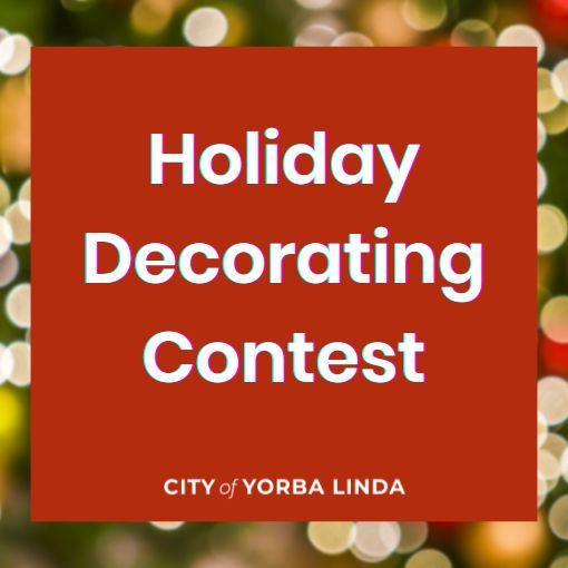 Holiday Decorating Contest announcement with blurred lights in the background