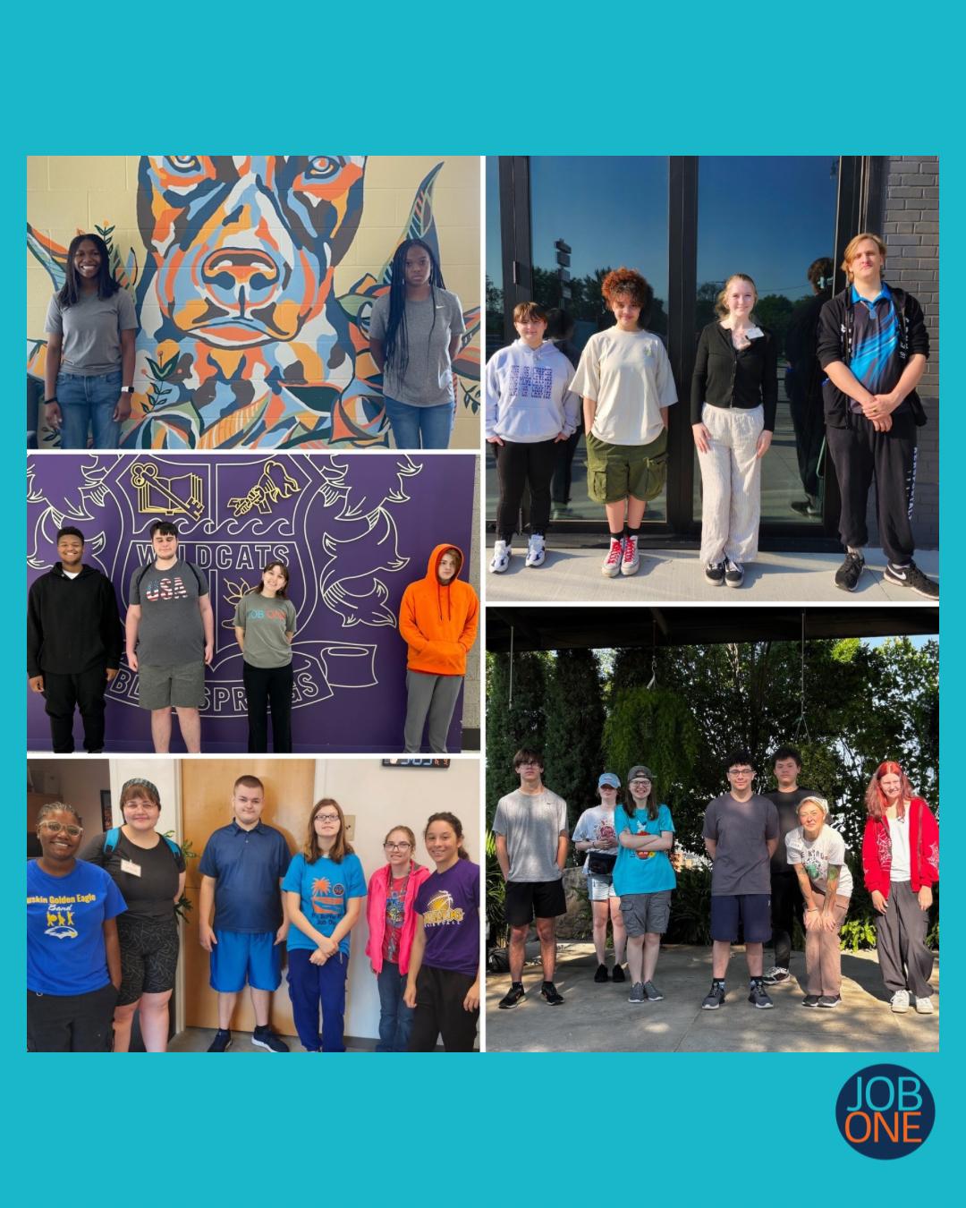 photo collage of students at their summer work sites