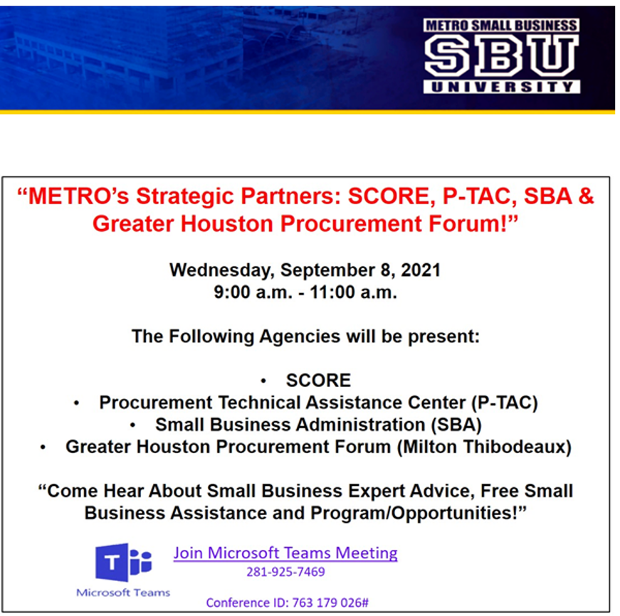 City of Houston Virtual Networking Events / Opportunities