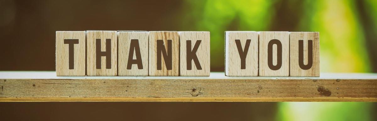 Blocks spelling out Thank You