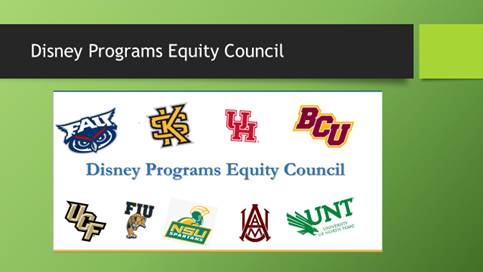 Logos for schools in the Disney Program Equity Council