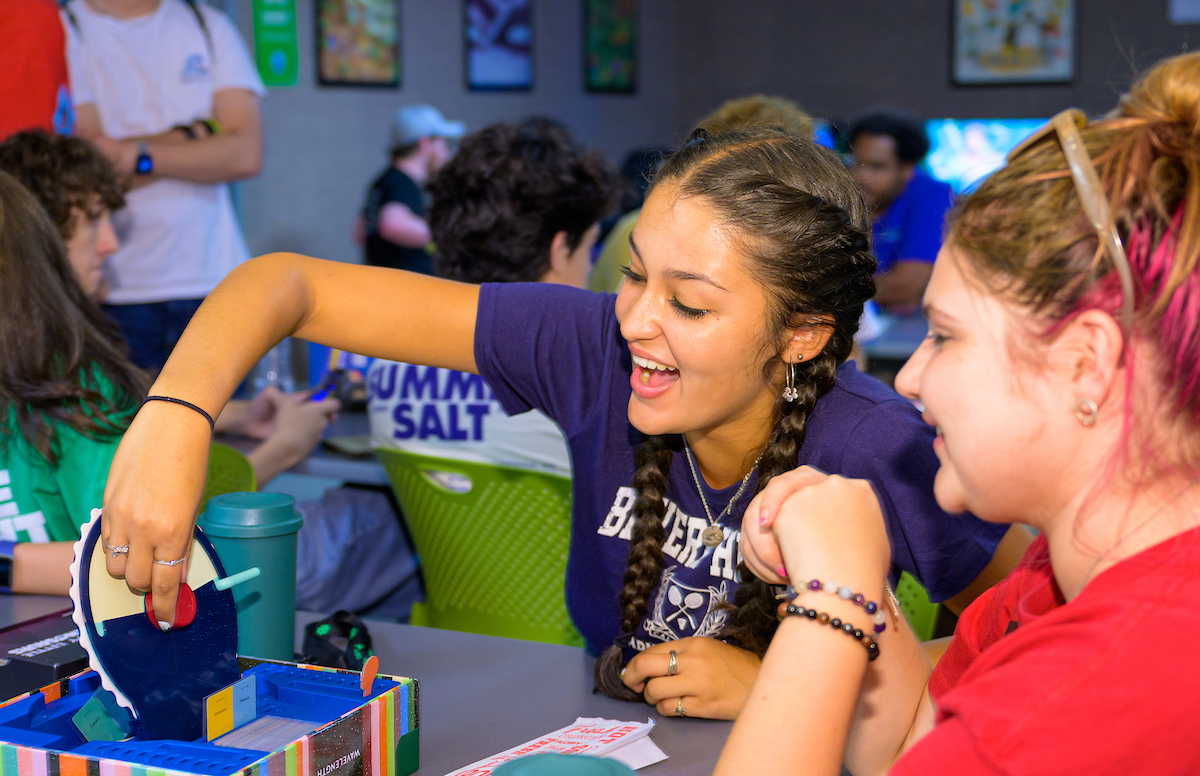 Students playing games in the UNT Media Library