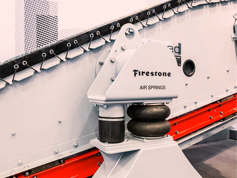 Firestone air springs installed on industrial conveyor system