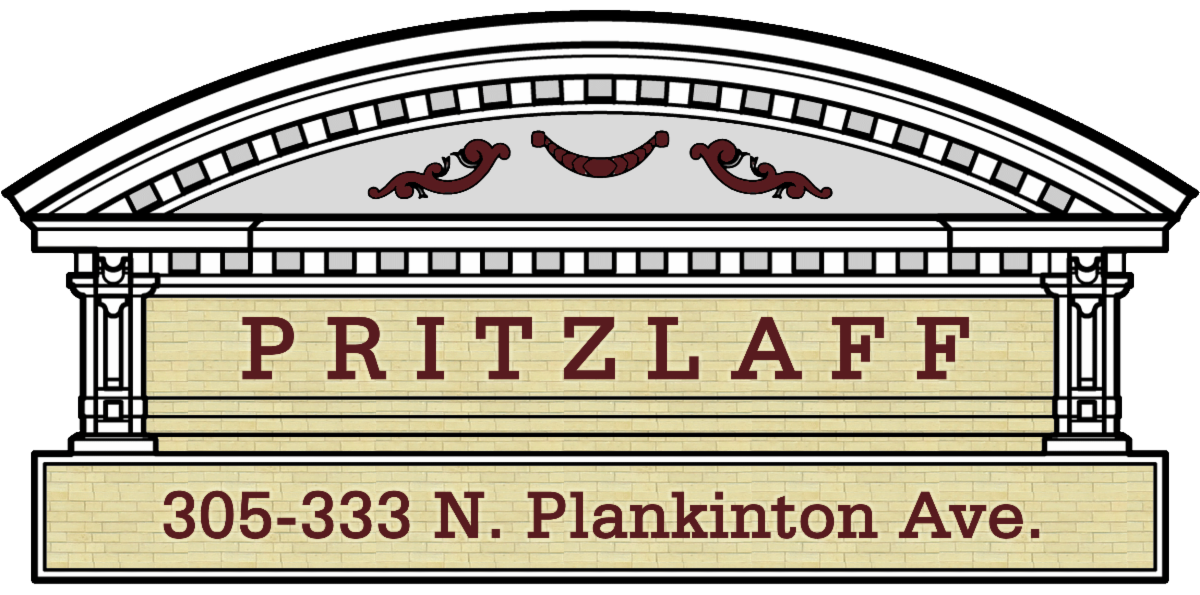 logo for Pritzlaff highlighting the buildings architectural details