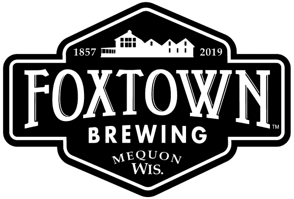 foxtown brewing logo with small farmhouse illustration on top of the words Foxtown Brewing Mequon Wisconsin