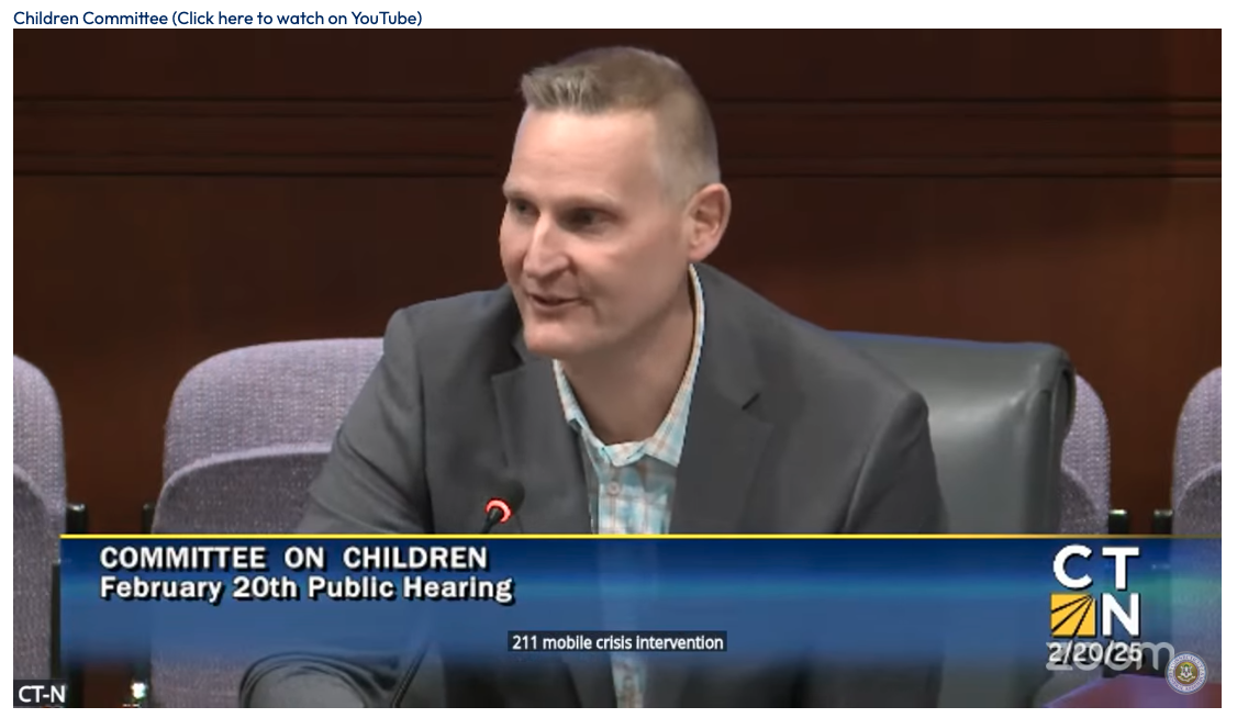 Screenshot from CT-N of Jeff Vanderploeg delivering testimony