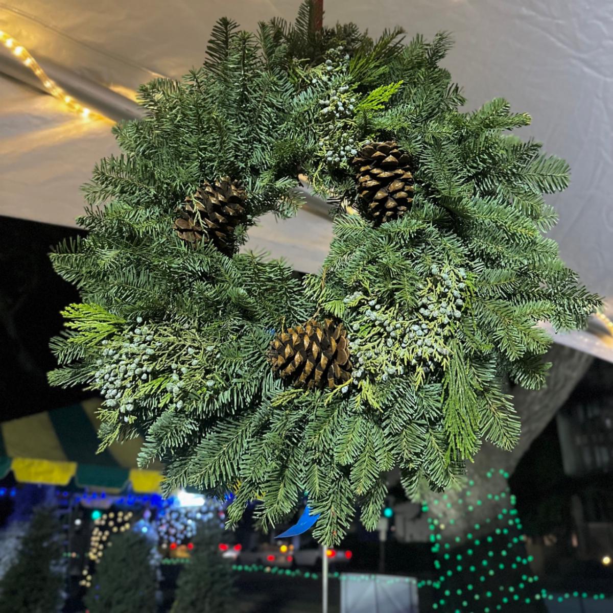 wreath for sale from Habilitat Christmas Trees at Central Union