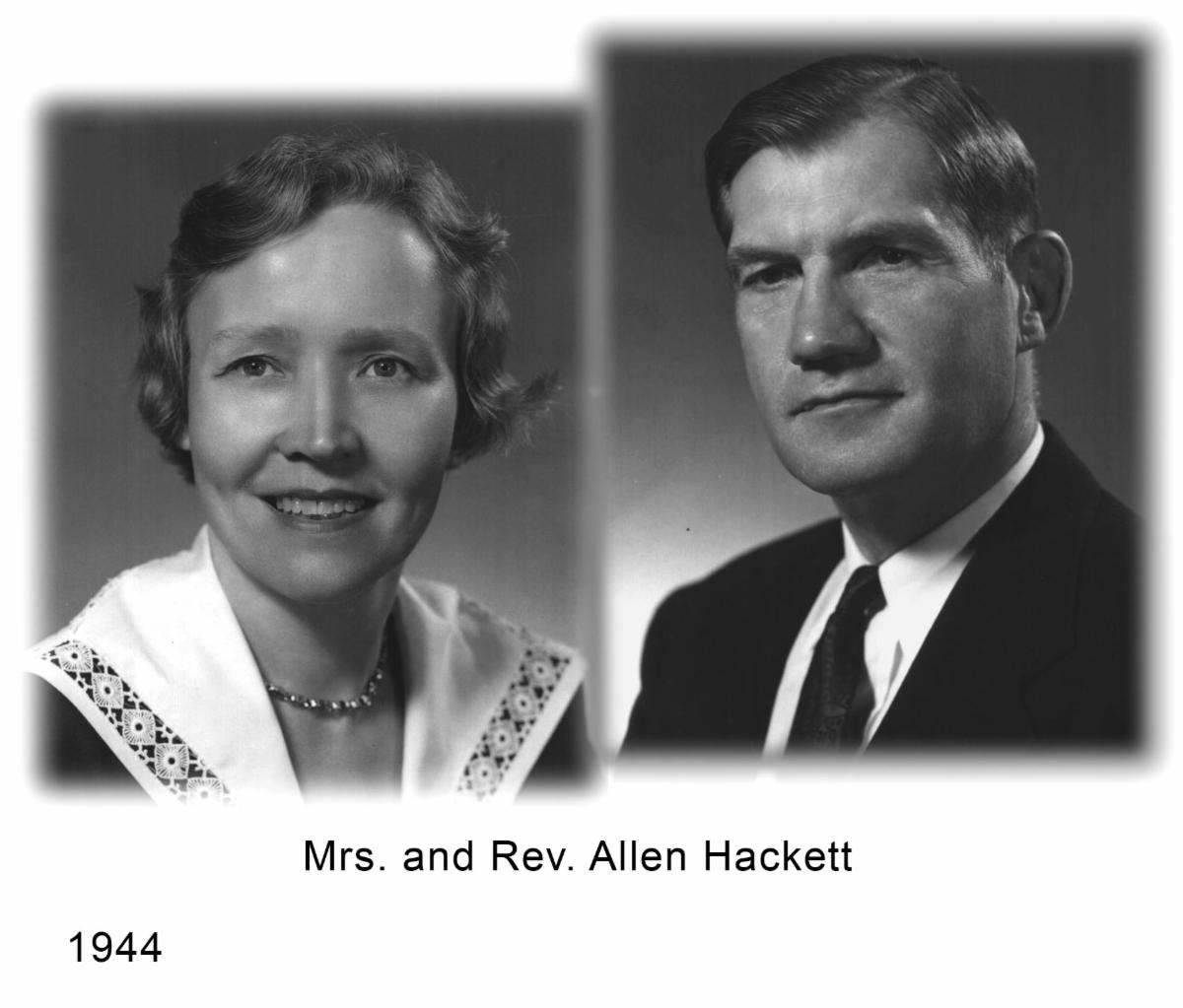 Mrs. and Rev. Allen Hacket, 1944