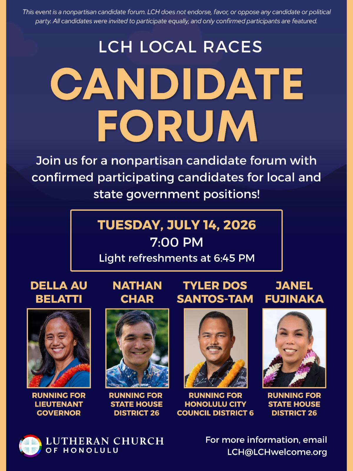 Candidate Forum at Lutheran Church of Honolulu