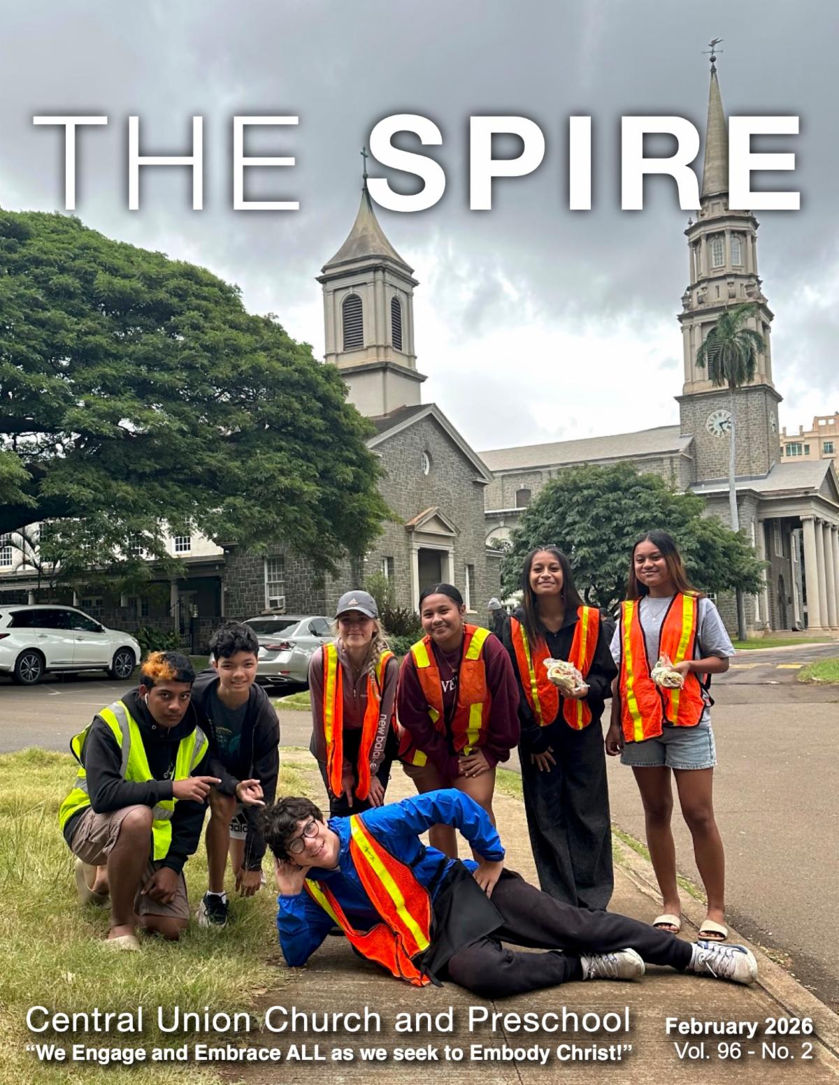 The Spire February 2026 cover image of youth in safety vests