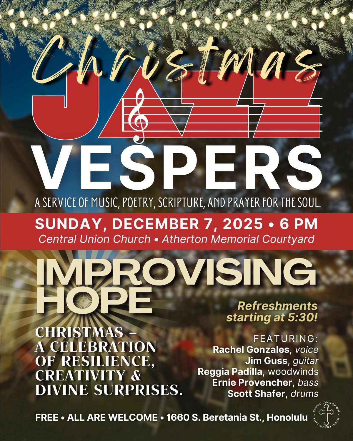 Christmas Jazz Vespers on December 7