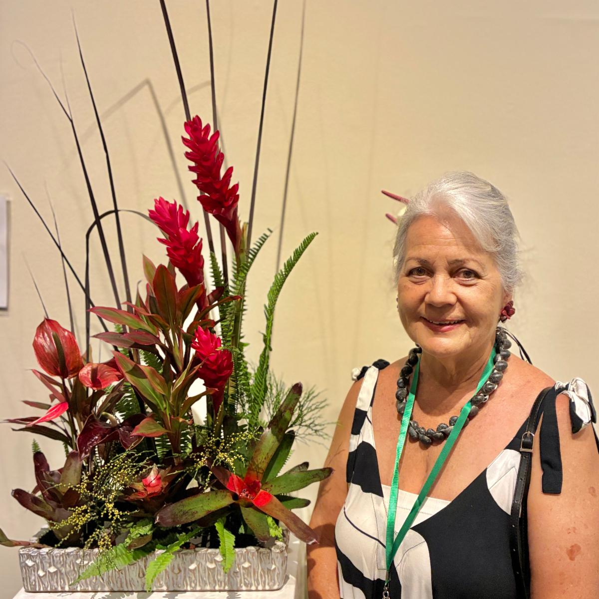 Dona Hanaike with winning floral arrangement