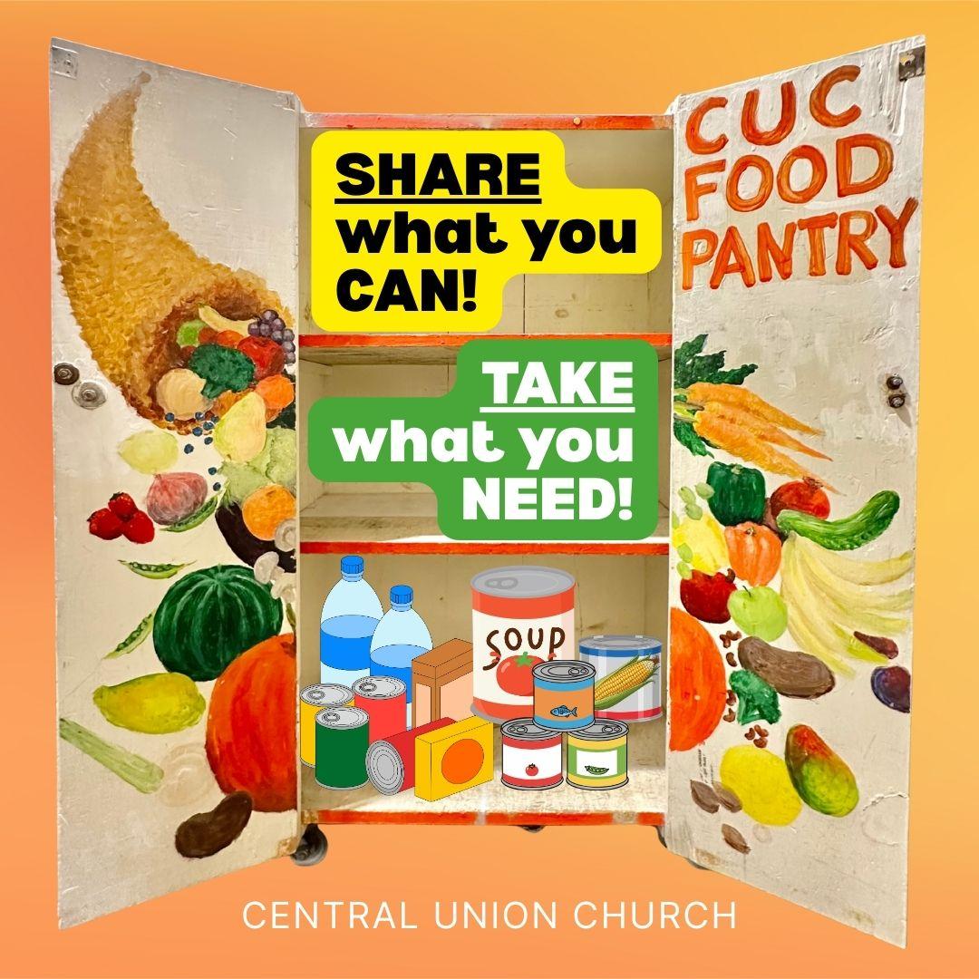 CUC Food Pantry cart - share what you can, take what you need