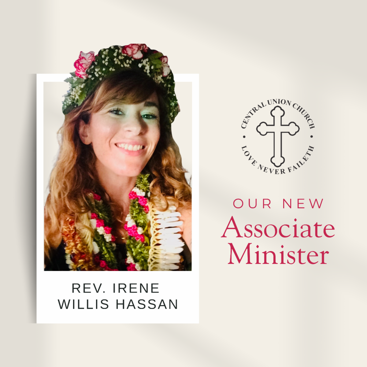 Irene Willis Hassan - our new Associate Minister