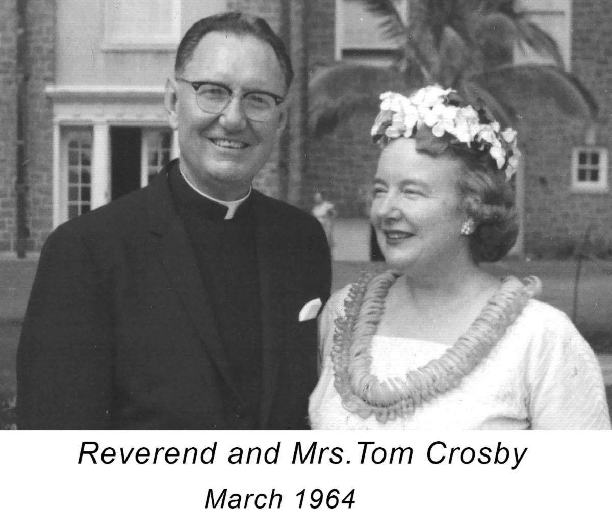 Rev. Tom Crosby and Mrs. Muriel Crosby, March 1964