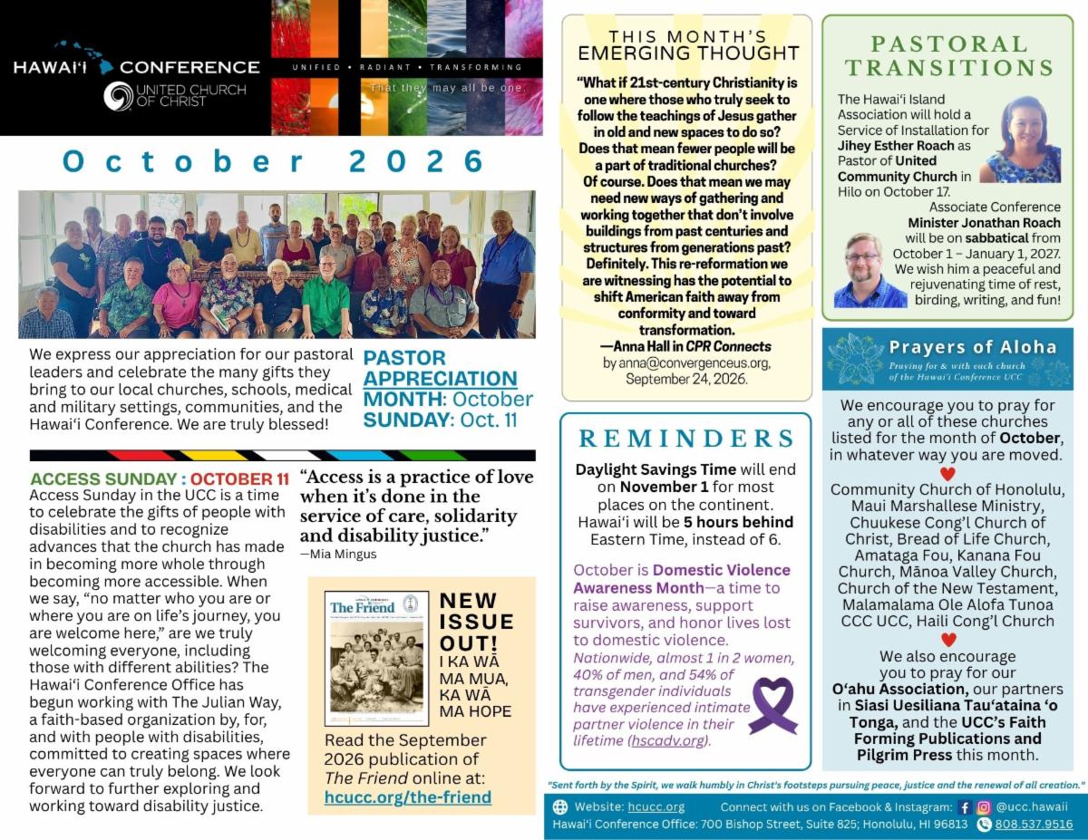 October 2026 HCUCC bulletin